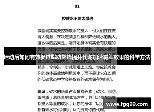 运动后如何有效促进脂肪燃烧提升代谢加速减脂效果的科学方法